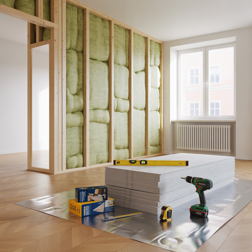 kostnad for att bygga en innervagg material och arbete