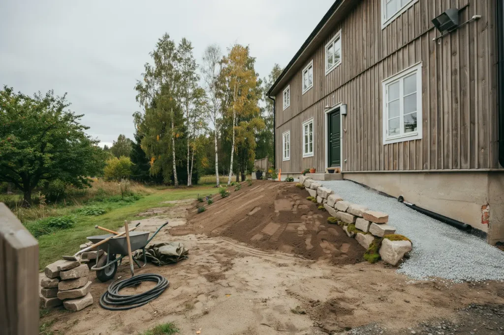 augusti r r tt tid f r markarbete runt huset s f rbereder du tomten inf r h stens regn och vinterns tj le