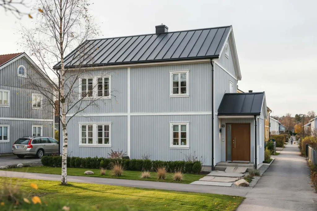 tillbyggnad av entr och nytt sadeltak p villa